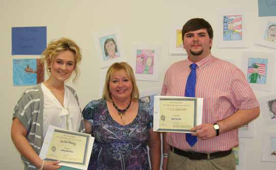 Ione Duke Scholarships, Audrey Beth Porter and Trenton C. Chism along with Scholarship Chairman Gail Gaddie.
