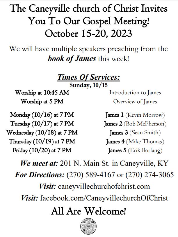 Caneyville Church of Christ Gospel Meeting | Beech Tree News Network