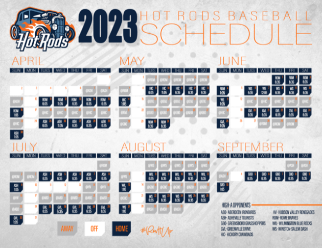 2023 Hot Rods Game Times Revealed