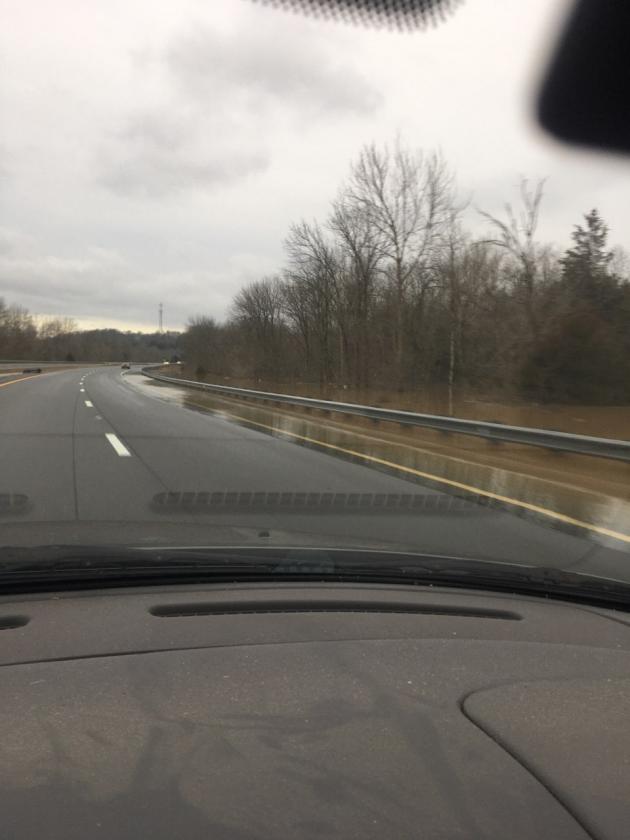 Current water level, Gasper River North bound Natcher Pkwy I-165. Only in the shoulder, both lane's are passable.  photo by Shaun White
