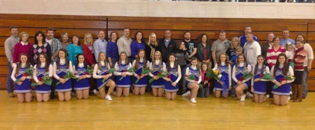 BCMS 8th grade cheerleaders and parents