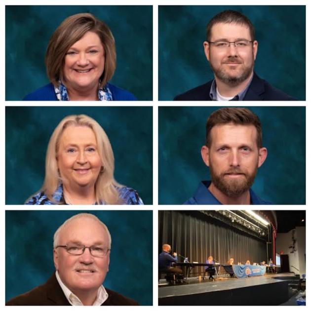 Members of the Butler County Board of Education (top, left to right):  Dr. Amy Hood Waddle (Chairperson, Third District), Ryan Daugherty (Fifth District), Debbie Hammers (Second District), Rich Ellis (First District), and Delbert Johnson (Vice-Chairperson, Fourth District)