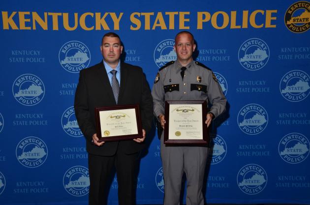 Detective Josh Amos and Senior Trooper Daniel Priddy, statewide Trooper of the Year