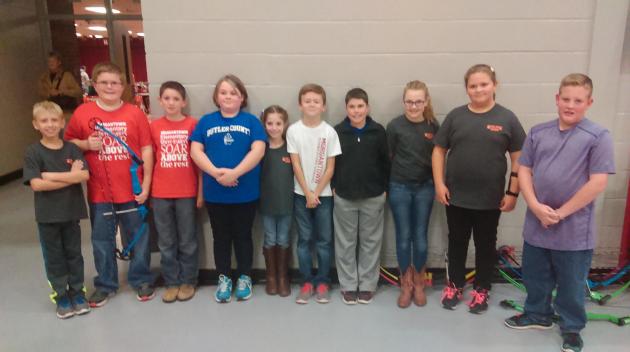 L to R – Cayden Southerland, Brady Jones, Layton Phelps, Hailey Pierson, Ryleigh White, Reese Hudnall, Andrew Gill, Sally Butler, Lydia Wilcox, Wiley House