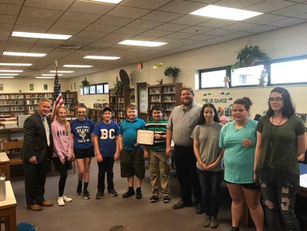 The Butler County Middle School 7th and 8th Grade Band was recognized for receiving a Distinguished Rating at concert festival.