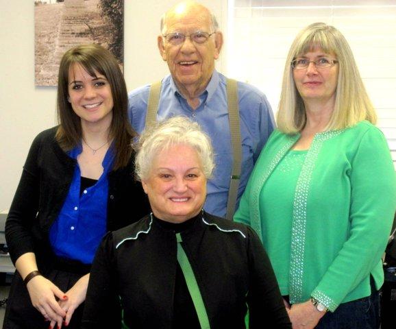 Left to Right:  Tristan Evans, Jim Cartwright, Suzanne Brosnan,Center: Angie Pendley, PVA.
