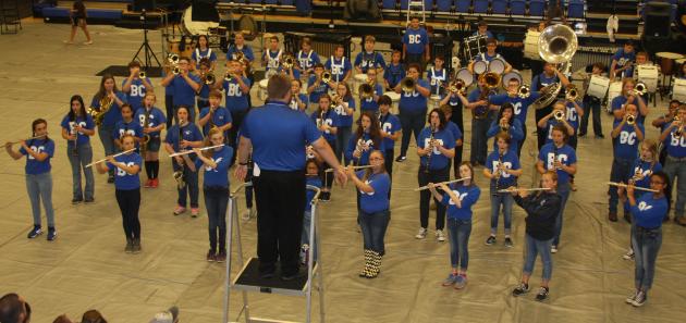 Butler County Middle School Band performs the National Anthem.