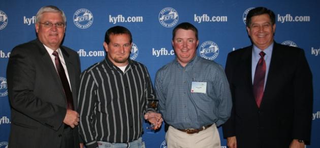   Ryan Pendley, Young Farmer Chair for Butler County Farm Bureau (center left), 