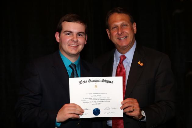 Aaron Jacobs and Dean of the Gordon Ford College of Business Jeff Katz