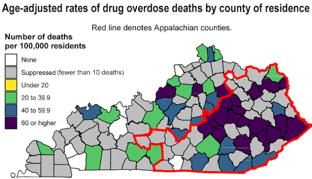 Map from state report, adapted by Kentucky Health News