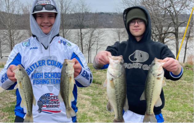 BC Bass Fishing team members Clay Vincent and Blake Tomes, who placed 1st 