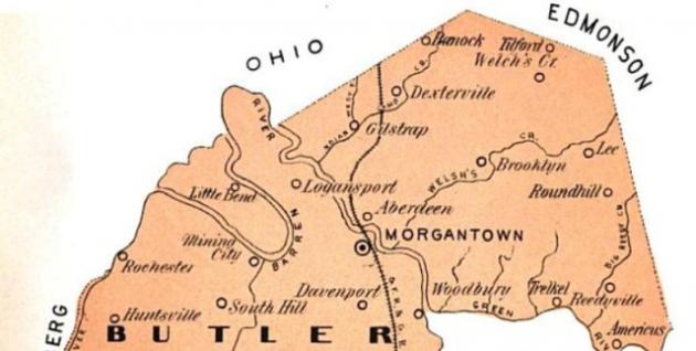  Northern Butler as depicted by an 1897 map. Yes, that is a railroad.