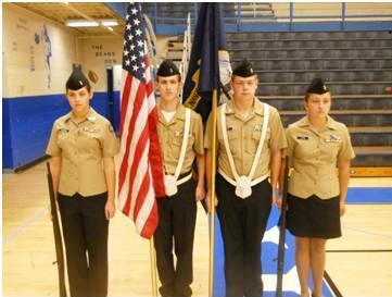 Color Guard (left to right) Courtney Childress, Ryan Hamilton, Austin West, and Hannah Logan