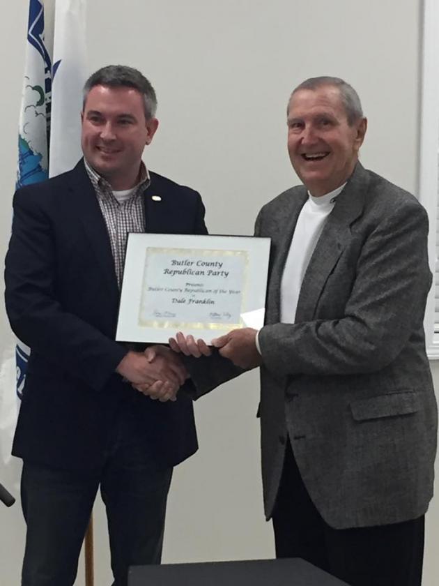 Commissioner of Agriculture Ryan Quarles and Dale Franklin, Butler County Republican of the Year.