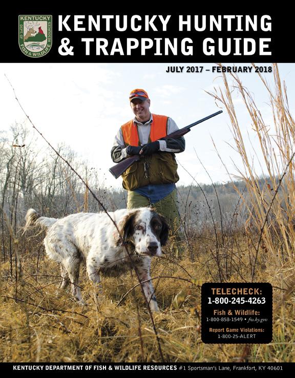 Although the weather is steamy, it won’t be long before the fall hunting seasons kick in gear. Obtaining a free copy of the 2017-2018 Kentucky Fall Hunting Guide is one of the best ways to prepare for the upcoming seasons. You may obtain paper copies of the guide wherever Kentucky hunting licenses are sold or access a printable electronic version on the Kentucky Fish and Wildlife website at fw.ky.gov.   