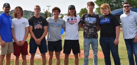 Track Seniors with Coach Fuller and Coach Lindsey 