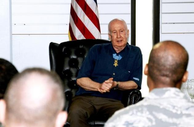 Jenkins spoke with the Top Three organization as part of a visit to Joint Region Marianas. (U.S. Air Force photo by Airman 1st Class Mariah Haddenham/Released)