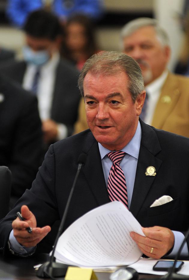 A photo of House Speaker David W. Osborne, R-Prospect, explaining House Joint Resolution 1 during a legislative committee hearing on Tuesday.