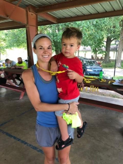 Winner Ashley Runion pictured with her son Ben