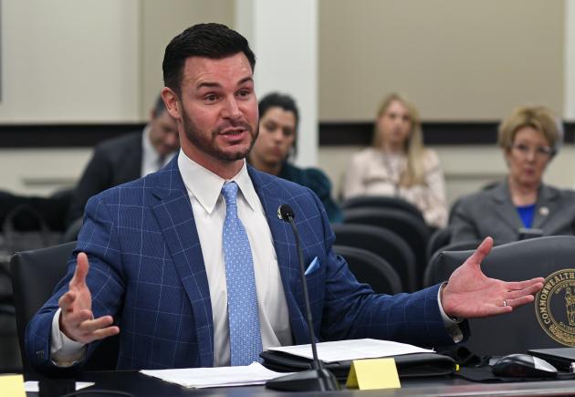 A photo from the Senate Judiciary Committee meeting can be found here. It shows Sen. David Yates, D-Louisville, speaking on behalf of Senate Bill 23, which seeks to curb package theft.