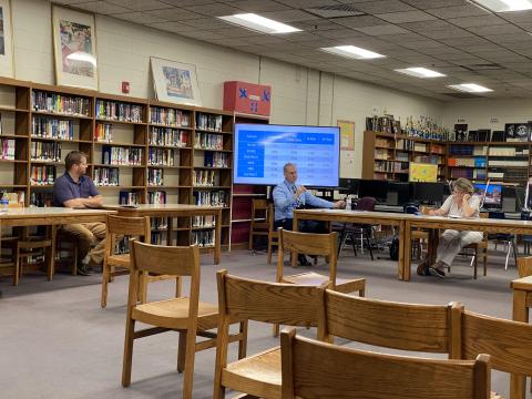 Supt. Robert Tuck speaks at Thursday night's Board meeting.