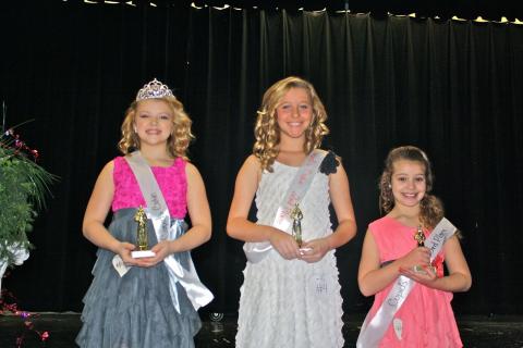 Girls 8 to 12 years:  1st place - Taylor Burden (parents Chris and Tracy Burden); 2nd place - Conley Gracelyn Moore (parents Greg and Chasity Moore); 3rd place - Trinity Rayne Martin (parents Willie Martin and Holly Pedigo)  