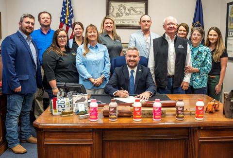 Dairy farmers, producers, and industry representatives joined Commissioner of Agriculture Dr. Ryan Quarles Monday to sign a proclamation honoring the dairy industry and proclaiming June as Dairy Month in Kentucky. For more photos from the event, click here. (Kentucky Department of Agriculture)