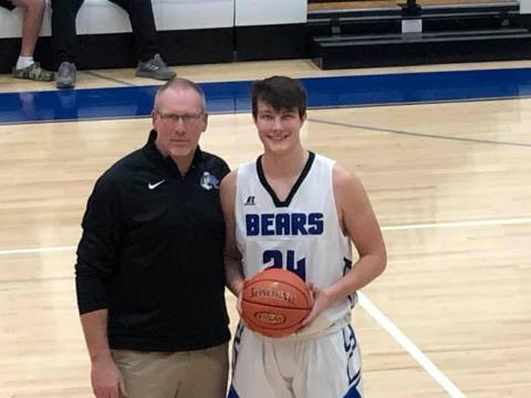 BCHS head basketball coach Calvin Dockery and Parker Rice.