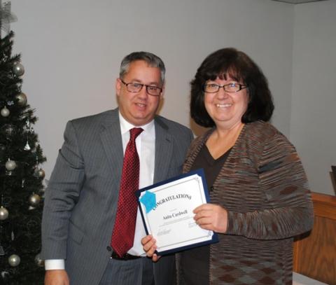 Anita Cardwell was recognized for becoming a National Board Certified Teacher.