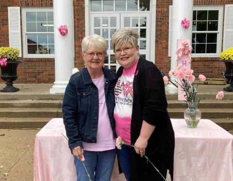 Patty Glass and her daughter Lori Gary, the first mother- daughter speakers for Turn Morgantown Pink