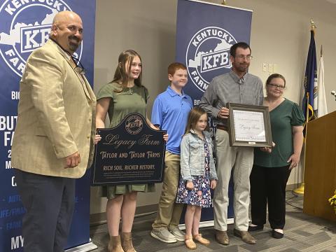 Gregory Drake presented the 2023 Legacy Farm Award to Taylor and Taylor Farms.