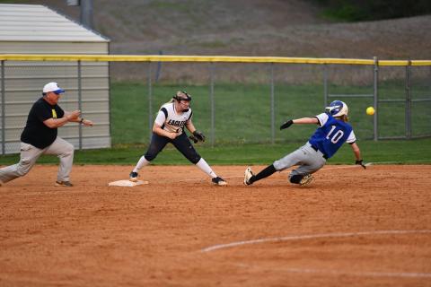 Bayleigh Alford is safe at third.  photo by Jerry Hinton