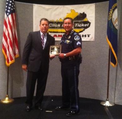 Sergeant Paul Burden accepts the Governor's Award for Occupant Protection Enforcement.