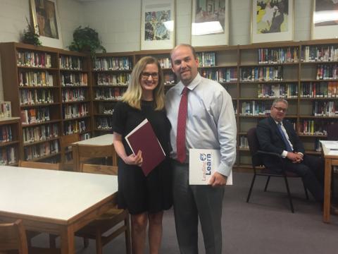 Alecia McKinney and  Kyle Cassady, Leading to Learn Coordinator at GRREC, was on hand to present the awards. 