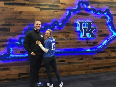    Dicky Lyons Jr. with his wife Mindy at the recent reunion of coach Rich Brooks' players at UK. (Larry Vaught Photo)
