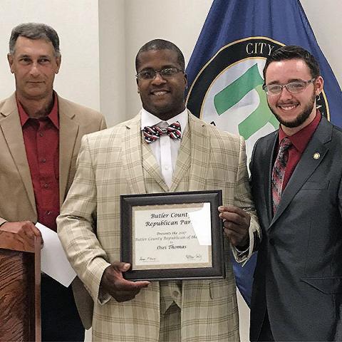 Dwayne McKinney, Butler County Republican of the Year to Osei Thomas, and Matthew Embry