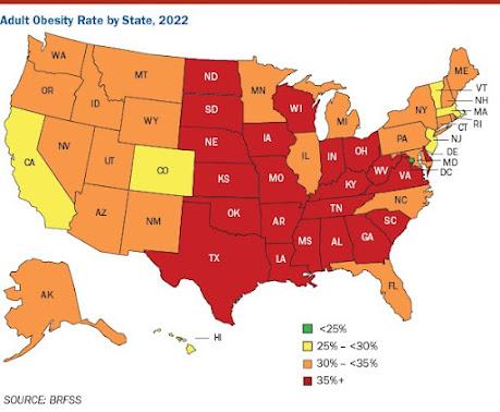 Map from Trust for America's Health State of Obesity report