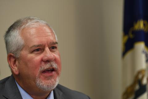 Committee co-chair Rep. John Blanton, R-Salyersville, sharing his idea for highway work zone camera legislation.