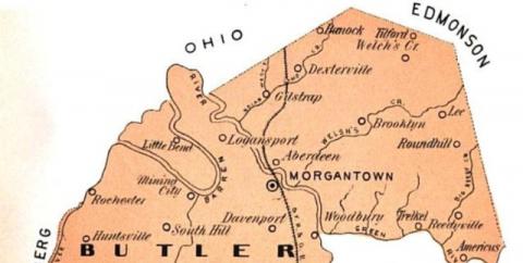  Northern Butler as depicted by an 1897 map. Yes, that is a railroad.