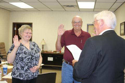 Debbie Rose Worley and Bill Sweatt were sworn in as new members to the Butler County Ambulance Board. 