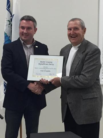 Commissioner of Agriculture Ryan Quarles and Dale Franklin, Butler County Republican of the Year.