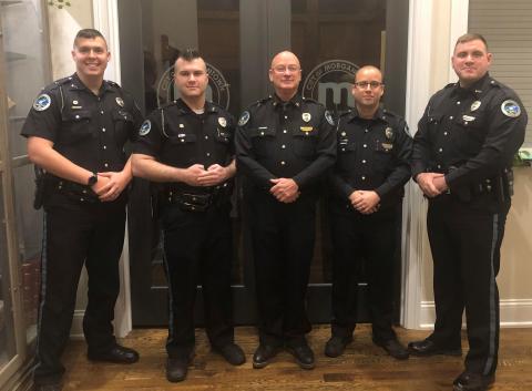 Paul Evans, Jessie Burden, Chief Giles Taylor, R.T. Cox, and Nathan Barks