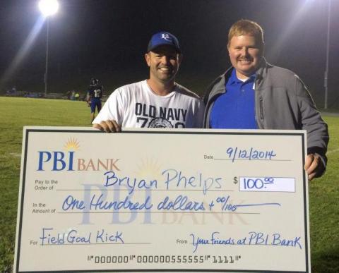 Bryan Phelps made the $100 field goal.