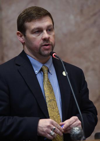 Rep. Brandon Reed, R-Hodgenville, presenting House Bill 1, a measure to lower the state income tax, on the House floor.