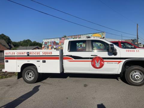 Butler County Rescue Squad adds to their fleet.  Squad 51 is a 2022 Chevy 3500