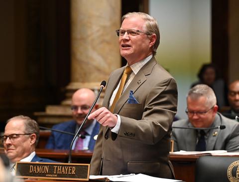 Senate Majority Floor Leader Damon Thayer, R-Georgetown, speaks on House Bill 1 concerning taxation.