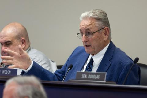 Sen. Jimmy Higdon, R-Lebanon, comments on a pilot program that uses cameras to help curb speeding in work zones. The Interim Joint Committee on Transportation received an update on the program Tuesday.