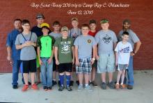 Front Row L-R: Justin Marksberry, Luke Laughing, Jared Hudnall, Alex Coleman, Trenton Embry, Taylor Miller Back Row L-R: Assistant Scout Master Patrick Miller, Hunter Taylor, Austin Phelps, Justin Hudnall, Lincoln Hussung, Scout Master Kyle Coleman. photo by David "Hawkeye" Hocker