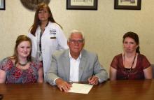 Kasey Dalton, student, Lisa Drennan, RN, Instructor, BC Judge David Fields, and Alicia Anspach, student.