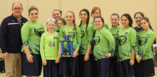 Coach Scott Flener, Katherine Flener, Allie Merideth, Autumn Gidcumb, Alexis Burden, Delaina Flener, Hannah Whittinghill, Lydia White, Lillian Suggs, Lillian Gidcumb, London Howard, Hannah Suggs, and Abby Dockery. 